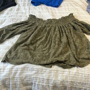 Anthropologie deletta XS off the shoulder olive green blouse 3/4 sleeve